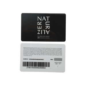 plastic gift card with barcode and pin code