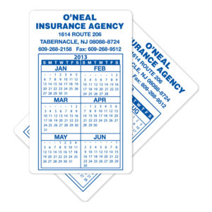 plastic pvc printed calendar card