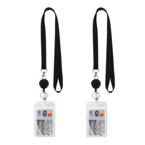 retractable lanyard with badge reel and card holder